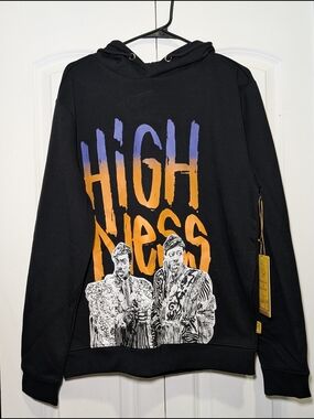 Bricks & Butter Highness Hoodie Large Black NWT Coming to America Graphic Retro